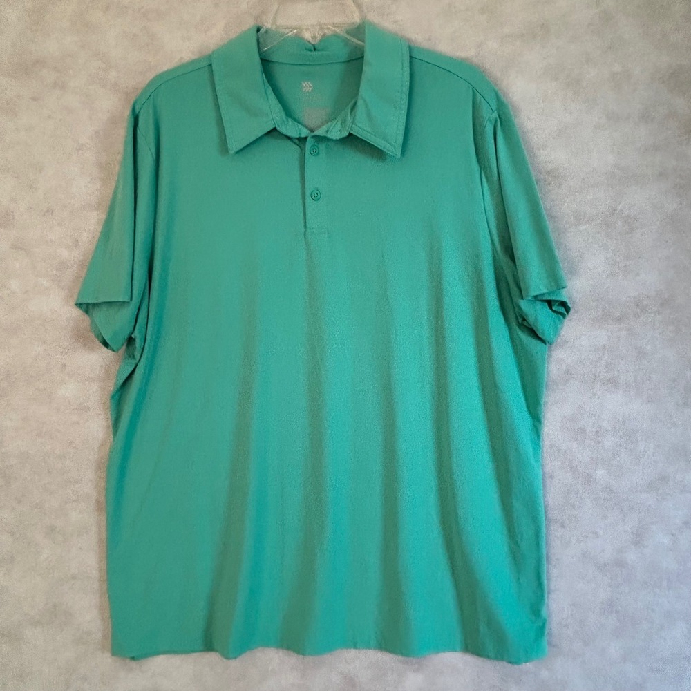 All in Motion Mens XL Teal Green Performance Polo Shirt Short Sleeve Stretch